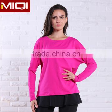 Fashion sexy design custom workout finess wear women loose fit fitness plain long sleeve shirt