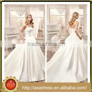 VDN08 Long Train Ball Gown Bridal Gown Wedding Dress Full Length Stain Sleeveless Vestido De Noiva Simples for Wedding Dress