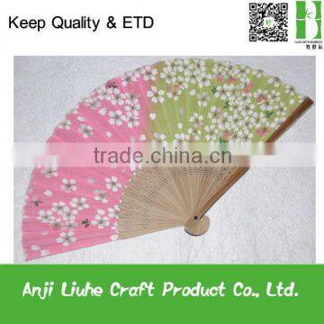 Japanese style flower bamboo hand fan for birthday gift