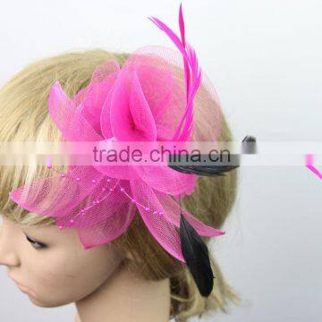 Delicate Wedding Fascinator Veil Feather Hard Yarn Headband Hats Women Brides Hair Accessories Bulk photo-2