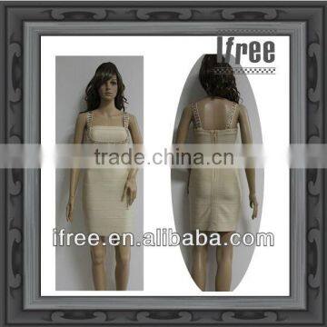 dresses women beaded nude bandage dress 2013 fall women clothing