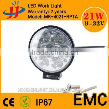 Factory Price Vehicle Truck Jeep Offroad 12v 21w Led Work Light for Cars/ Trucks/ Motorcycles