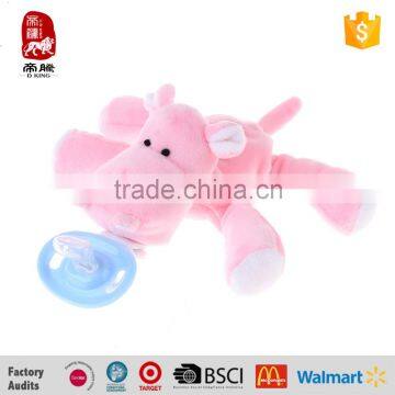 New Design OEM/ODM Silicone Baby Pacifier With Pink Plush Animal Toy photo-2
