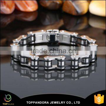 Fashion new design men's bracelet stainless steel top quality silver bike chain style finger chain ring bracelet