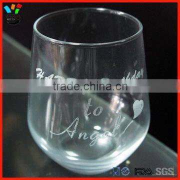 Wine Glass Glass Type & Glass Drinkware Type Stemless Etched Wine Glass