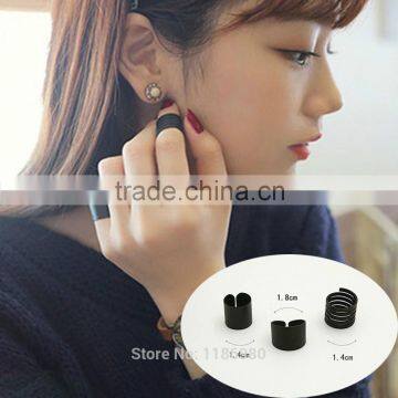 3 PCS Ring New Fashion Ring Set Black Stack Plain Above Knuckle Band Midi Rings