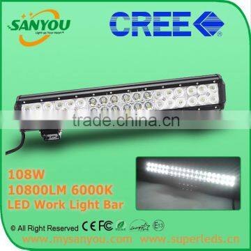 2015 Sanyou 108W 10800lm 6000k LED Auto Work Light Bar, 17inch led light bar for offroad, Jeep, SUV