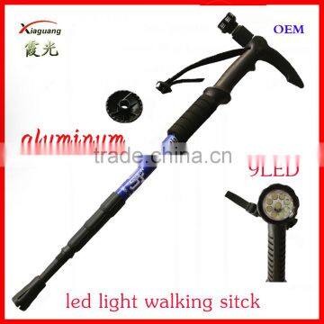 aluminum telescopic adjustable led light Hiking walking stick