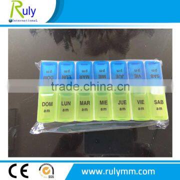 Promotional Colorful High Quality 14 Compartment Pill Box