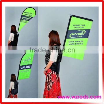 Full Colour Digital Printing Mobile Teardrop Flag Banner Backpack