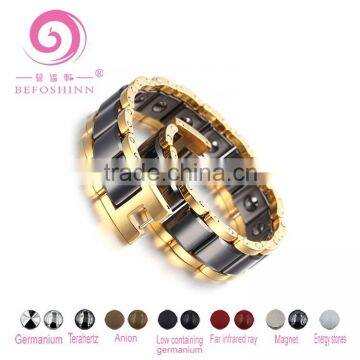 Fashion Jewelry Magnetic Bracelet Germanium Tungsten Bracelet mens Gold Plated