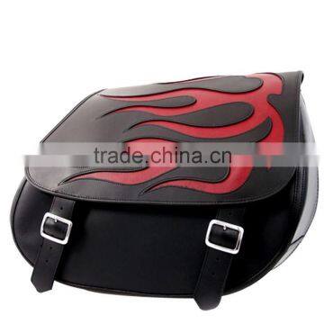 RED FLAME MOTORBIKE SADDLE BAGS