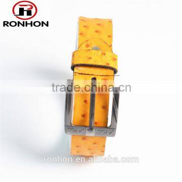 Leaf Yellow Men Leather Belt with Decorative Dot on the Surface