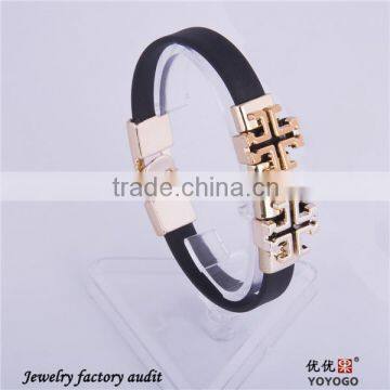 2016 Black Debossed Silicone Chain Link Bracelet
