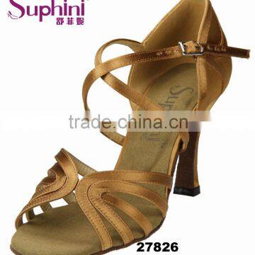 Suphini Deep Tan Satin Wholesale Latin Ballroom Dance Shoes