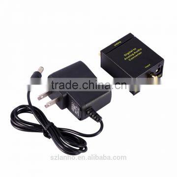 Black Digital Optical Coax Coaxial Toslink to Analog RCA Audio Converter