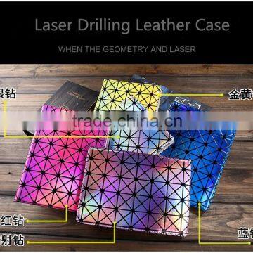 For iPad Mini Sleeve Leather Case Laser Drilling Flip Stand Cover Wallet Case