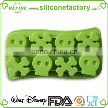 High quality eco-friendly non-stick classic skull shape silicone ice block tray