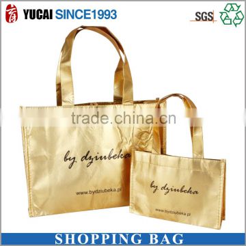 Customized Glossy Golden Laminated Shopping Non-woven Bag