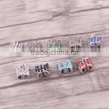 Bag Shape Crystal Rhinestone Metal Beads Dark Silver Plated Jewelry Big Hole European Bead Fit For Charms Bracelets