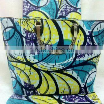 Ankara wax print fabric and bag set/ankara wax fabric with bag high quality 2016