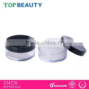 TJ4206-New Fashion Empty Plastic Loose Powder Jar with Black lid