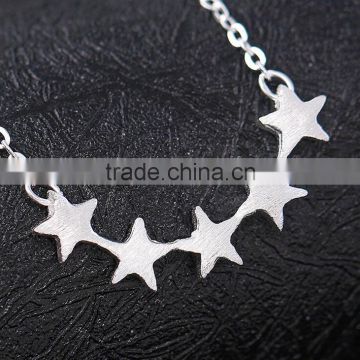 SCI078 5 stars sterling sliver necklace women