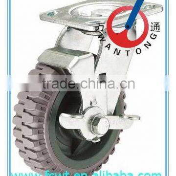 heavy duty shock absorbing wearingproof PU hardware rotating caster wheelswith side brake