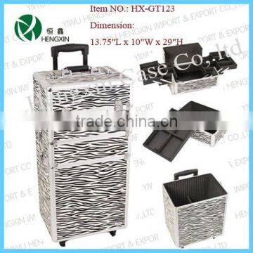 zebra aluminum makeup case cosmetic train case trolley beauty case