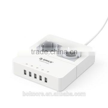 white super speed EU type 6 USB charging ports power strip for Tablet PC / iPhone