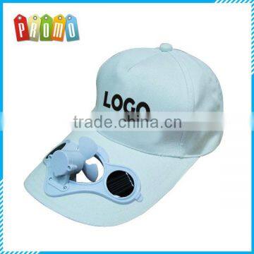 Wholesale cool solar fan baseball cap, cotton custom solar powered fan cap