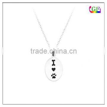 Zinc Alloy Hand Stamp Oval Logo Pendant Necklace