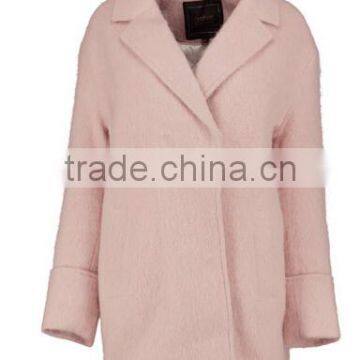 Women Clothing Manufacturer Fashion Oversize Design Winter Pink Woolen Coats 2015