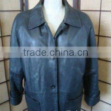 Terrific Black Woman's Leather Coat