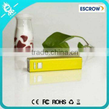 Free OEM logo green metal 2600mah lipstick manual for power bank for mobile phone
