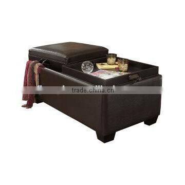 leather double storage ottoman