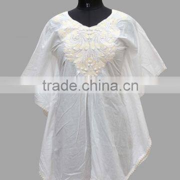 Embroidered Poncho of Cotton Fabric