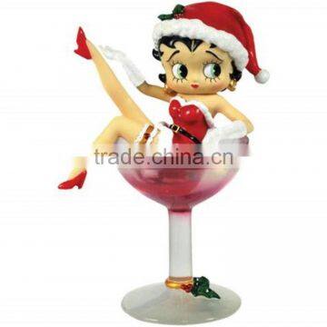 Betty Boop Figurine Sits in Wine Glass