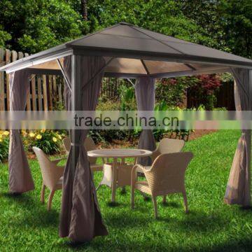 hardtop sun shelter polycarbonate gazebo with mosquito netting 10x10