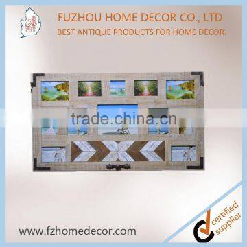 2017 Hot Sell Vintage Wooden Resin Photo Frame With Multi Opening for Family photo-3