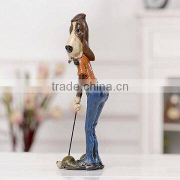 American Home Decorative Play Golf Resin Dog Figurine photo-3