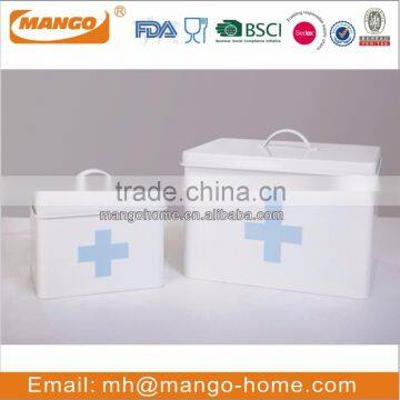 Household White Metal First Aid Medicine Storage Box