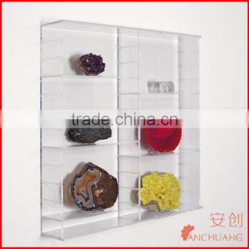 Large Wall Mounted Acrylic Glass Clear Presentation Showcase Case for Rocks - Minerals - Fossils - Shells - Stones-Model Cars