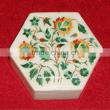 Designer Shape Marble Inlay Handcrafted Gift Box