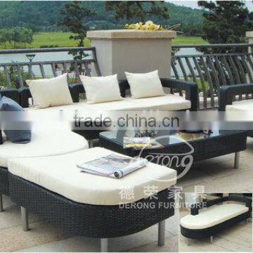 Cozy sectional rattan sofa 6pcs black wicker outdoor furniture