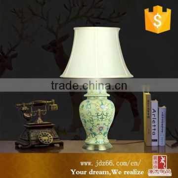 Antique flower handpainted green ceramic table lamp