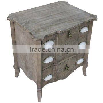 Luxury French Style Bedroom Beside Table Solid Ash Wood Nightstand For Hotel