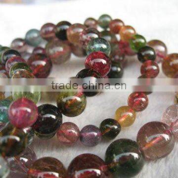 AA 7" 10mm multicolor round tourmaline bracelet