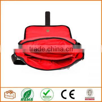 Unisex Messenger Bag and Backpack. Grey Wool-Polyester Mix With Red Details and Lining. Multiple Pockets photo-5