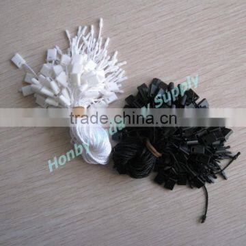 Plastic White and Black Permanent Apparel Hang Tag Rope